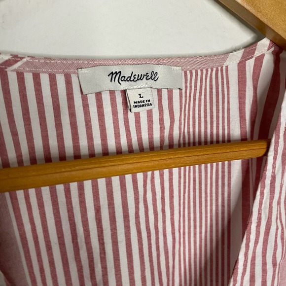 Madewell Ruffle-Hem Wrap Top in Stripe Mix Large - Picture 2 of 10